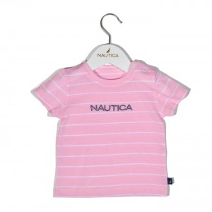 Nautica Des.12 T-Shirt  Jersey Organic Ροζ Ριγέ 68cm 3-6 μηνών