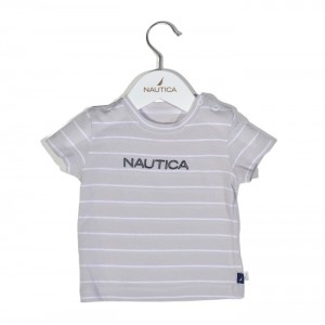 Nautica Des.15 T-Shirt  Jersey Organic Γκρι Ριγέ 68cm 3-6 μηνών