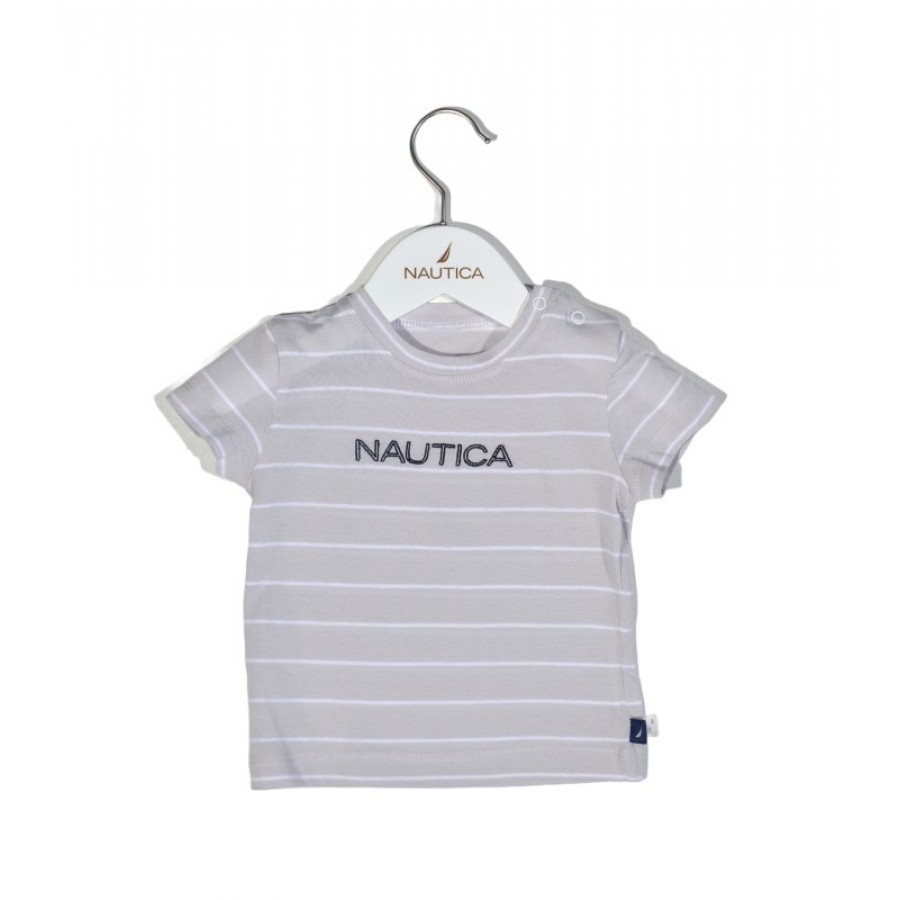 Nautica Des.15 T-Shirt  Jersey Organic Γκρι Ριγέ 68cm 3-6 μηνών