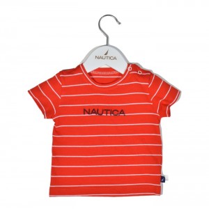 Nautica Des.16 T-Shirt  Jersey Organic Κόκκινο Ριγέ 68cm 3-6 μηνών