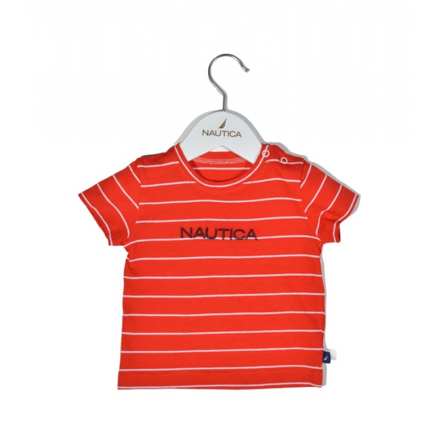 Nautica Des.16 T-Shirt  Jersey Organic Κόκκινο Ριγέ 86cm 12-18 μηνών