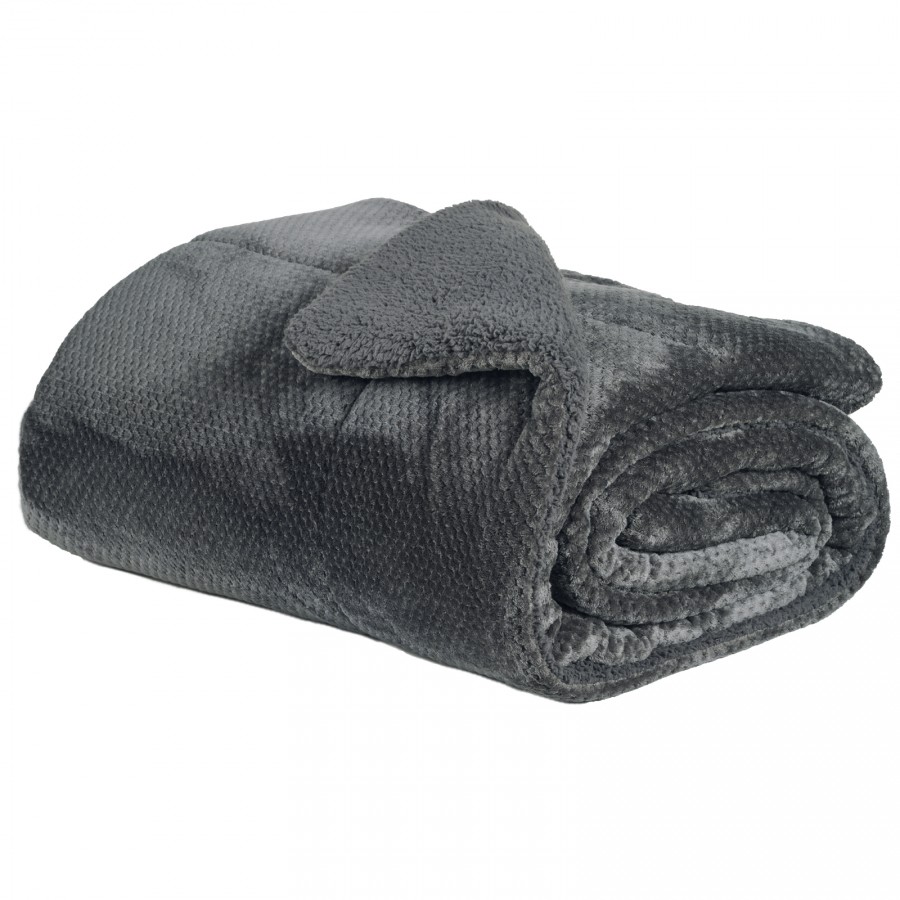 DAS HOME ΚΟΥΒΕΡΤΟΠΑΠΛΩΜΑ SHERPA ΜΟΝΟ 1183 DARK GREY