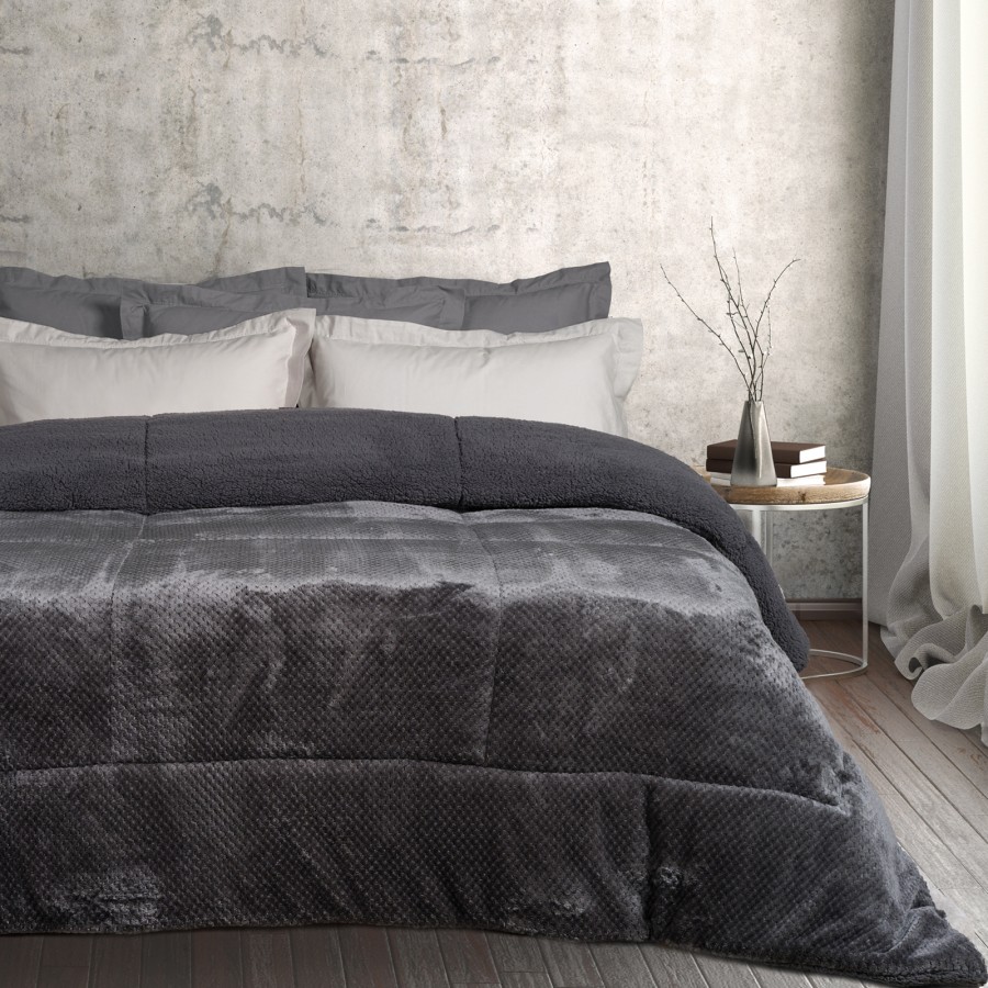 DAS HOME ΚΟΥΒΕΡΤΟΠΑΠΛΩΜΑ SHERPA ΜΟΝΟ 1183 DARK GREY