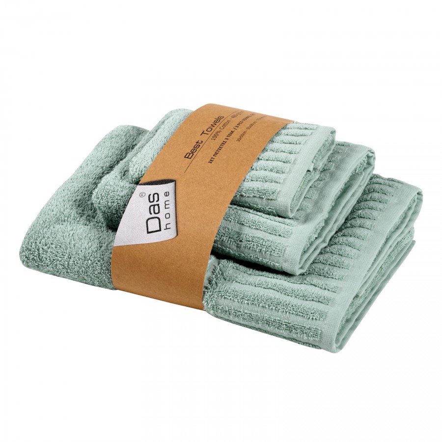 DAS HOME ΣΕΤ ΠΕΤΣΕΤΕΣ 3ΤΕΜΑΧΙΩΝ BEST 0751 DUSTY MINT