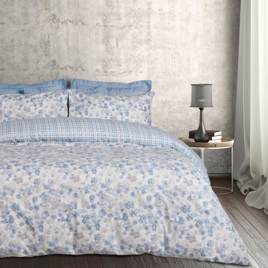 DAS HOME ΣΕΤ ΣΕΝΤΟΝΙΑ ΜΟΝΑ FLANNEL 9637 BLUE, TAUPE