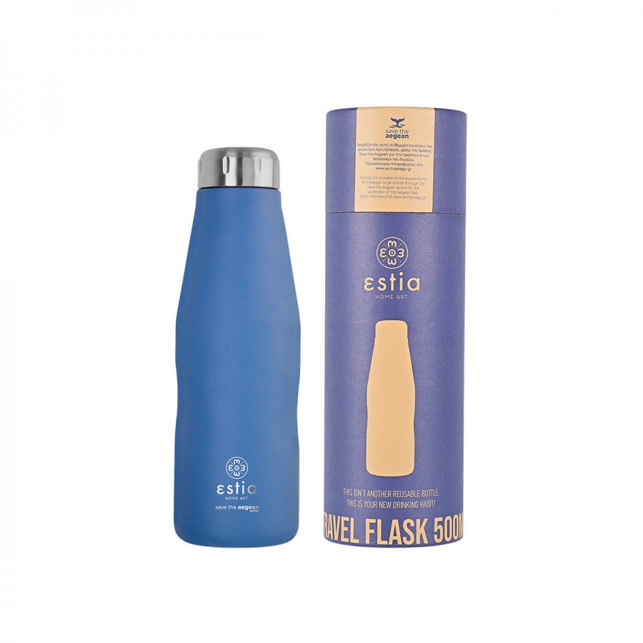 ESTIA ΘΕΡΜΟΣ TRAVEL FLASK SAVE THE AEGEAN 500ml DENIM BLUE