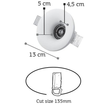 InLight Χωνευτό σποτ λευκό από γύψο 1XGU10 D:13cm (Χ0002)