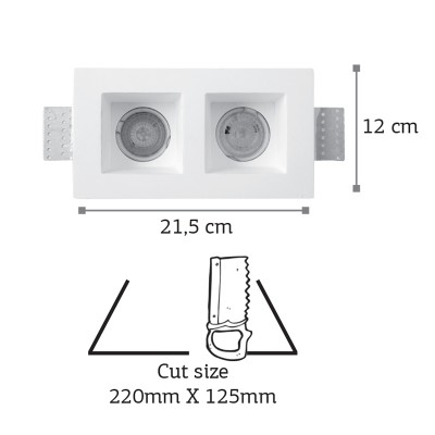 InLight Χωνευτό σποτ λευκό από γύψο 2XGU10 IP44 D:21,5cm (Χ0007)