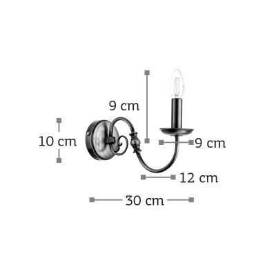 InLight Επιτοίχιο φωτιστικό από οξυντέ μέταλλο 1XE14 D:30cm (43369)