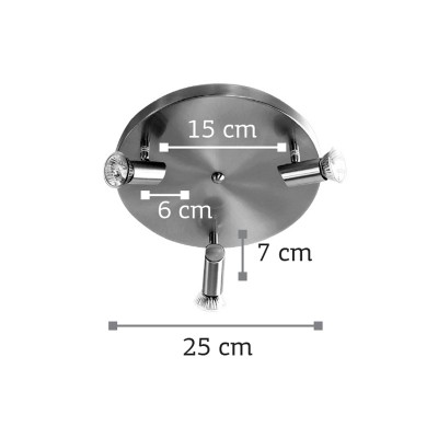 InLight Επιτοίχιο σποτ από μέταλλο σε νίκελ ματ απόχρωση 3XGU10 D:25cm (9075-3Φ-Νίκελ Ματ)