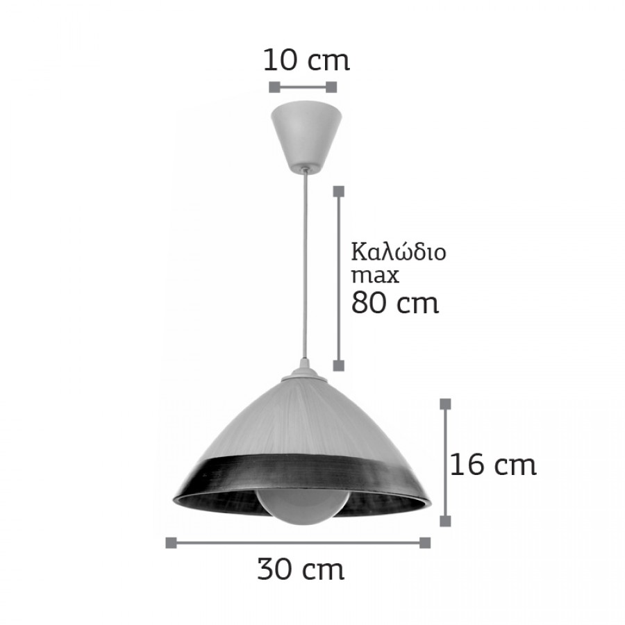 InLight Κρεμαστό φωτιστικό από ασημί γυαλί 1XE27 D:30cm (4409-Β-Ασημί)