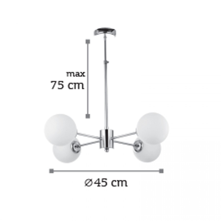 InLight Κρεμαστό φωτιστικό από χρώμιο μέταλλο και λευκή οπαλίνα 4XG9 D:45cm (5321-4)