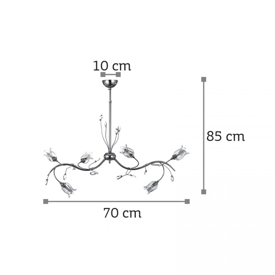InLight Κρεμαστό φωτιστικό από χρώμιο μέταλλο κρύσταλλα και λευκό γυαλί 6XG9 D:70cm (5224-6-Χρώμιο)