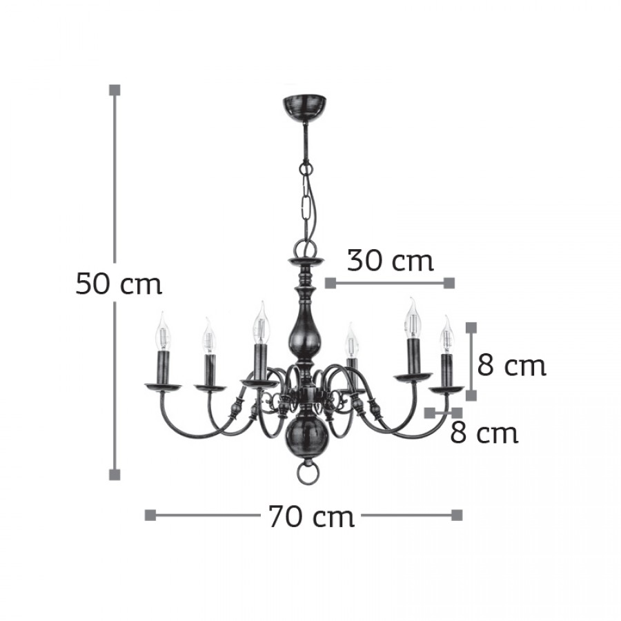 InLight Κρεμαστό φωτιστικό από οξυντέ μέταλλο 6XE14 D:70cm (5309-6)